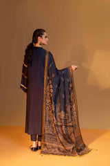 ZN824-Winter 3PC Dhanak Embroidered suit with Printed Shawll