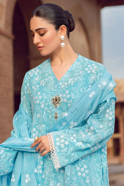 ZN209-Bareeze -Embroidered 3pc lawn dress with embroidered chiffon dupatta