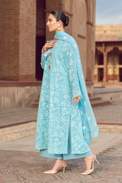 ZN209-Bareeze -Embroidered 3pc lawn dress with embroidered chiffon dupatta
