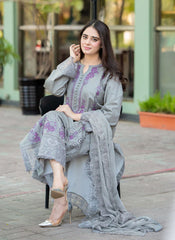 ZN1047 - Mushq - 3PC Lawn ChickenKari Embroidered Suit