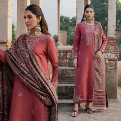3PC EMBROIDERED DHANAK SUIT - ZN-1424