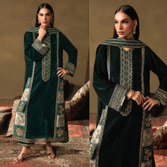 3PC EMBROIDERED VELVET SUIT - ZN-1247