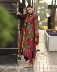 ZN1232 Winter 3PC Karandi Digital Print Dress