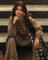 ZN1233 Winter 3PC Karandi Digital Print Dress