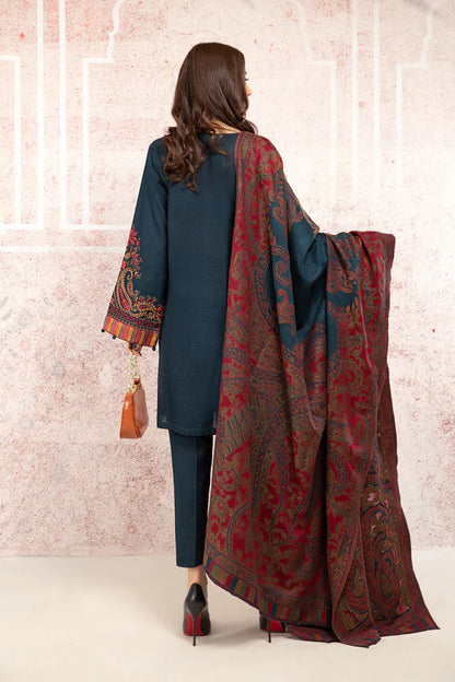 ZN582-WINTER 3PC Khaddar Embroidered Suit with Printed Wool Shawll