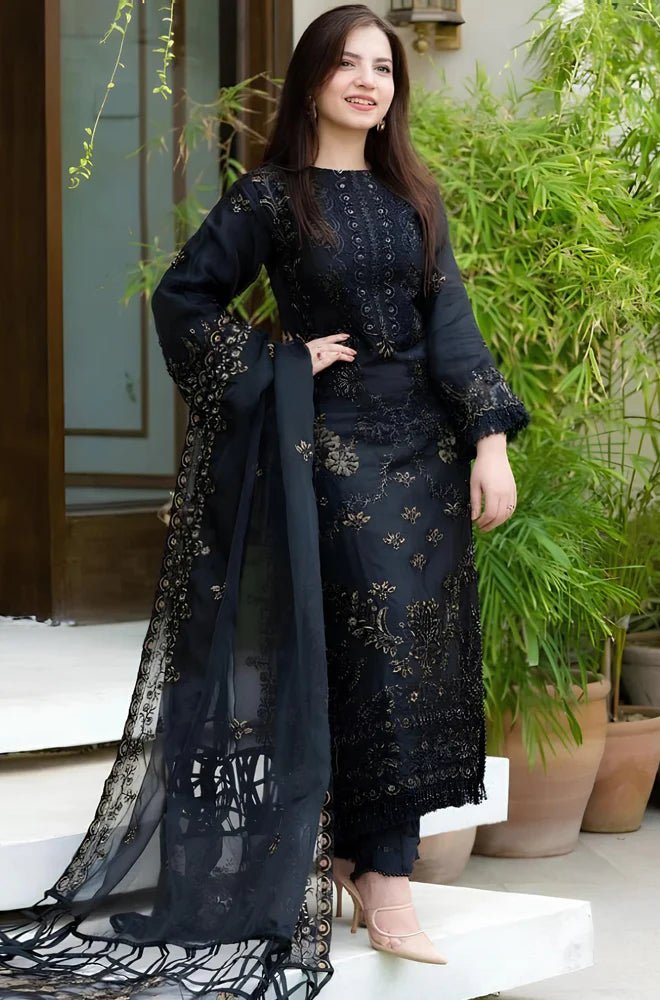 ZN005 - NISA - 3PC Lawn Embroidered Shirt With Chiffon Embroidered Dupatta - ZoniyaClothing