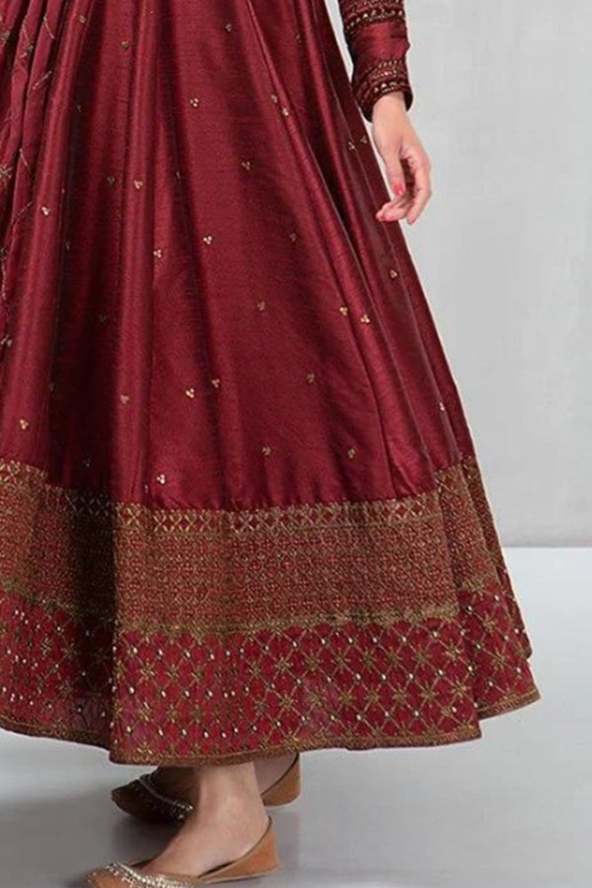 ZN099 - Maria B Winter, unstiched 3 piece kataan silk frock style embroidered suit - ZoniyaClothing