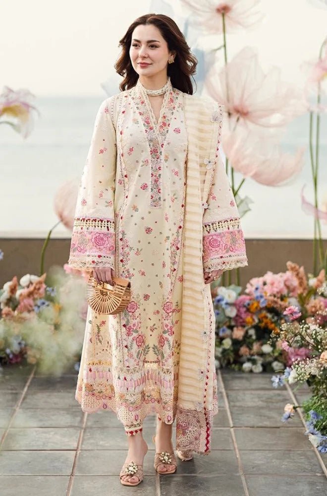 ZN1052 - Qalamkaar 3PC Unstitched Lawn Embroidered Chicken Kari - ZoniyaClothing