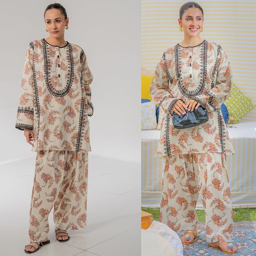 ZN1070 - 2Pc SUMMER Digital Printed SWISS Lawn Shirt With Printed SWISS Lawn Trouser - ZoniyaClothing