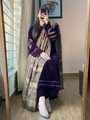 ZN1248 Unstitched Velvet Dress with Printed Dhanak Shawl - ZoniyaClothing
