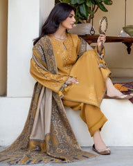 ZN1280 - 3PC Lawn Heavy Embroidered Shirt With Printed Bamber Dupatta - ZoniyaClothing