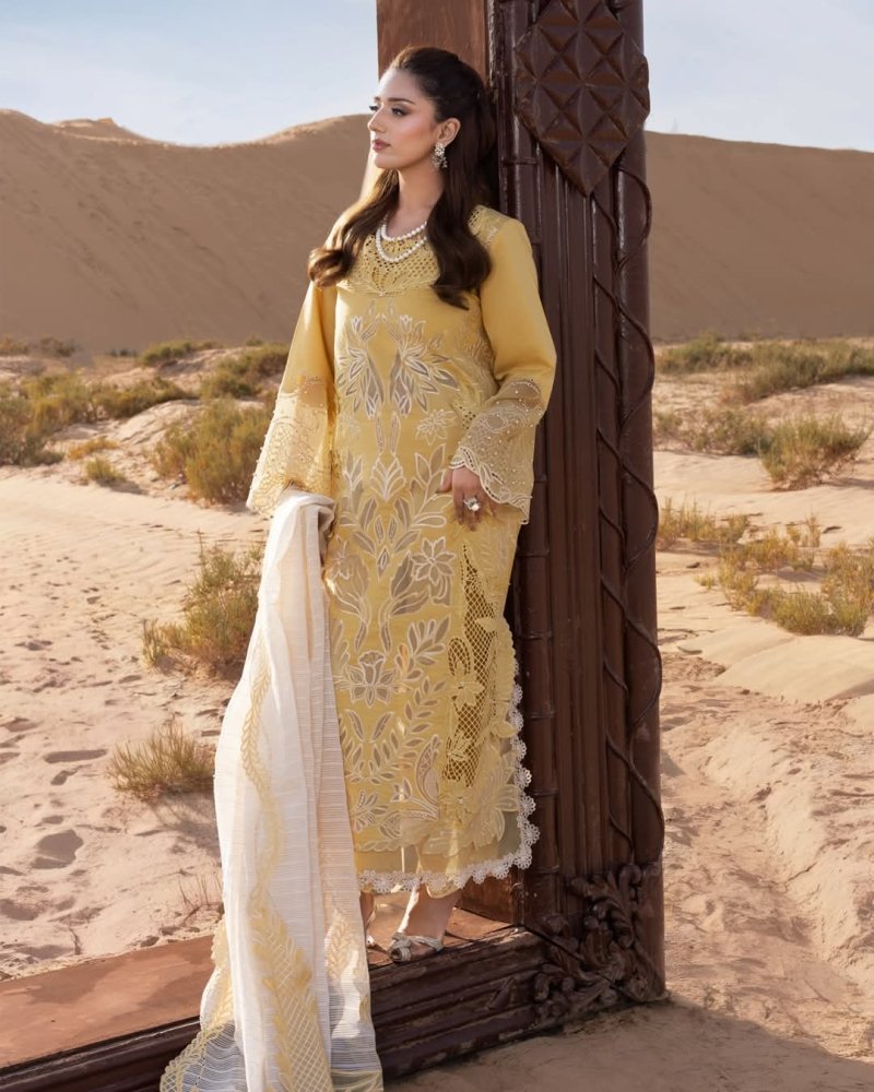 ZN1303 RANG RASIYA - 3PC LAWN EMBROIDERED SHIRT WITH NET EMBROIDERED DUPATTA - ZoniyaClothing