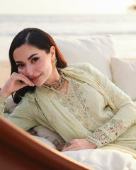 zn1313 Summer - 3PC LAWN CHIKANKARI EMB SHIRT WITH CHIFFON EMB DUPATTA - ZoniyaClothing