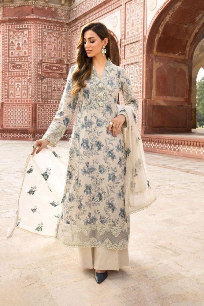 ZN729 - Bareeze - Embroidered 3pc lawn dress with embroidered chiffon dupatta - ZoniyaClothing