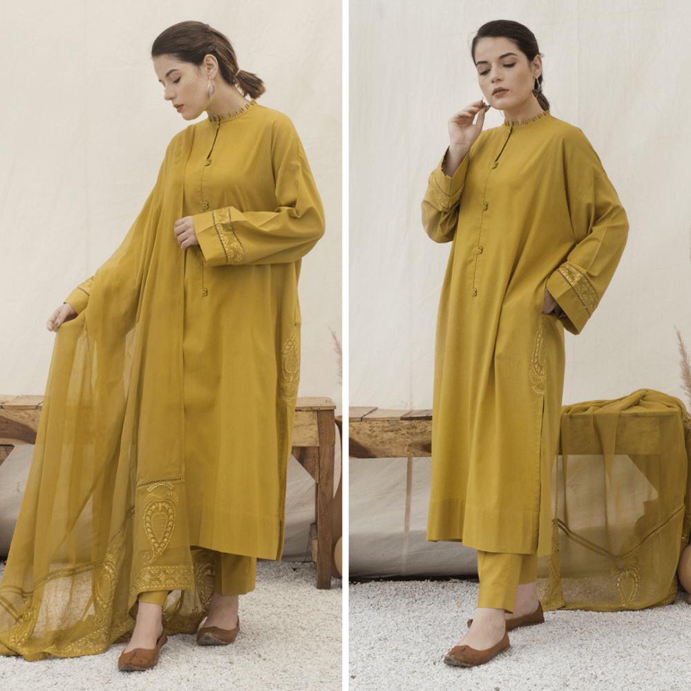 ZN777 - SUMMER 3PC Lawn Embroidered Shirt With organza Embroidered Dupatta - ZoniyaClothing