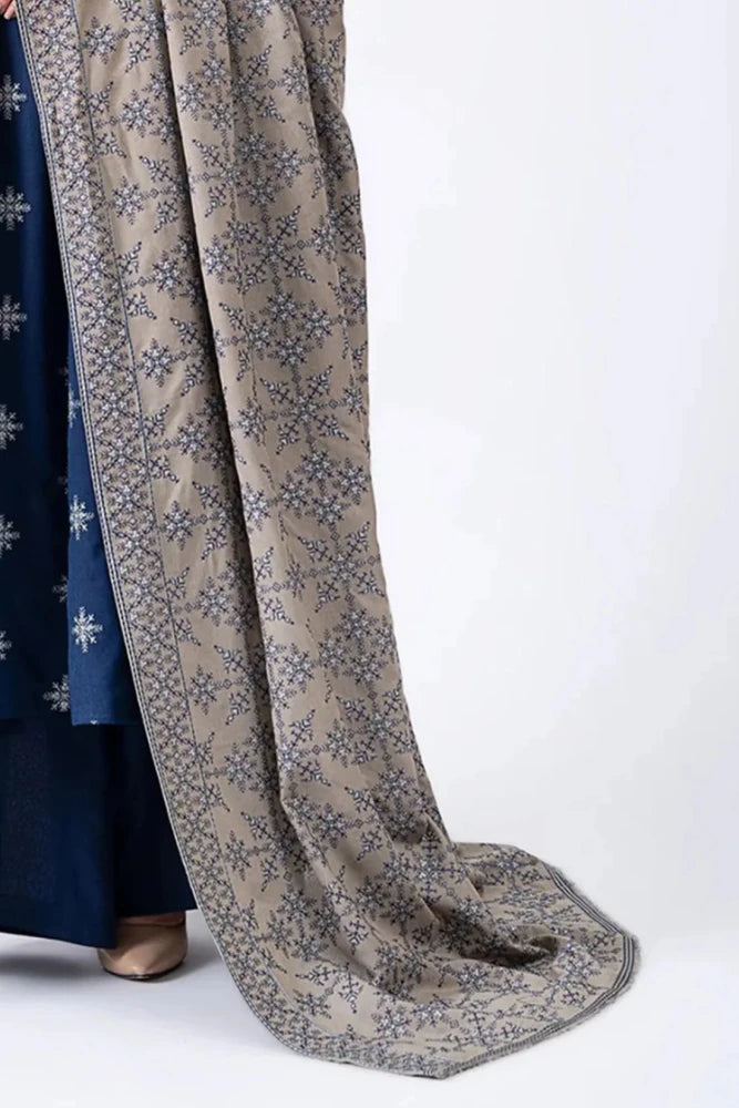 ZN778 - WINTER 3 - Pc Embroidered Dhanak Suit with Heavy Embroidered Dhanak Shawll - ZoniyaClothing