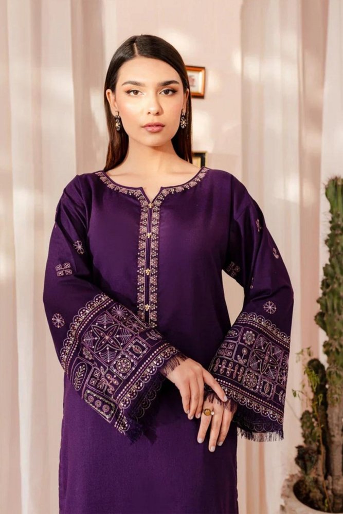 ZN881 - 2PC dhanak wool Embroidered Suit - ZoniyaClothing