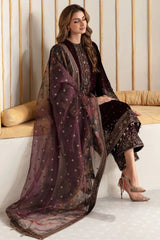 ZN902 - Winter Velvet Unstitched 3PCs Embroidered Dress With Organza Dupatta - ZoniyaClothing