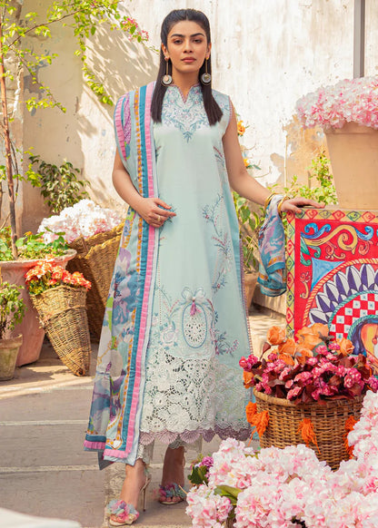 ZN712-SUMMER MUSHQ 3PC EMBROIDERED LAWN SUIT WITH PRINTED SILK DUPATTA