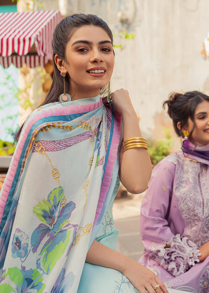 ZN712-SUMMER MUSHQ 3PC EMBROIDERED LAWN SUIT WITH PRINTED SILK DUPATTA