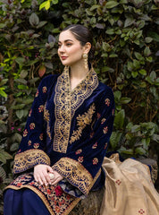 3PC EMBROIDERED VELVET SUIT - ZN-1411