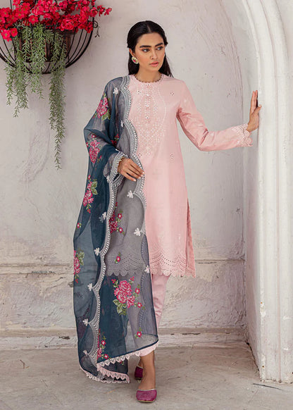 ZN134-CROSS STICH EMBROIDERED LAWN 3PC WITH EMBROIDERED ORGANZA DUPATTA