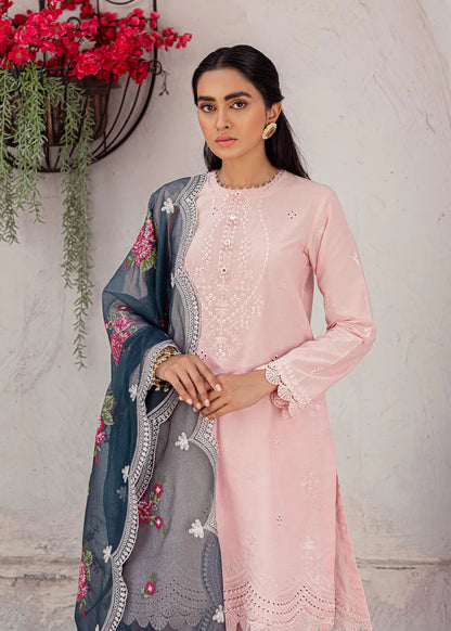 ZN134-CROSS STICH EMBROIDERED LAWN 3PC WITH EMBROIDERED ORGANZA DUPATTA