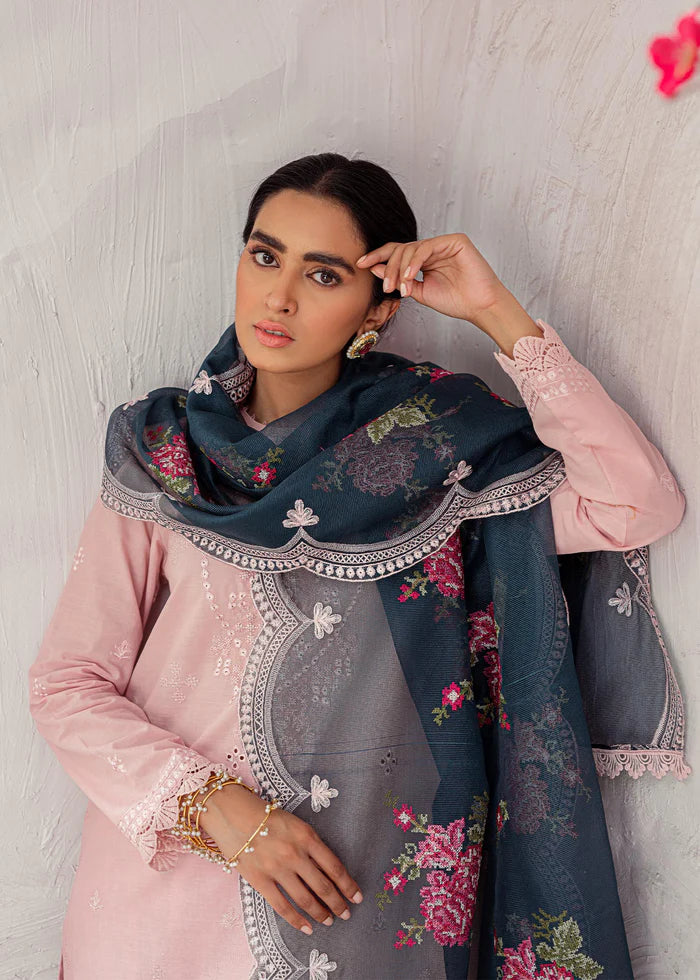 ZN134-CROSS STICH EMBROIDERED LAWN 3PC WITH EMBROIDERED ORGANZA DUPATTA