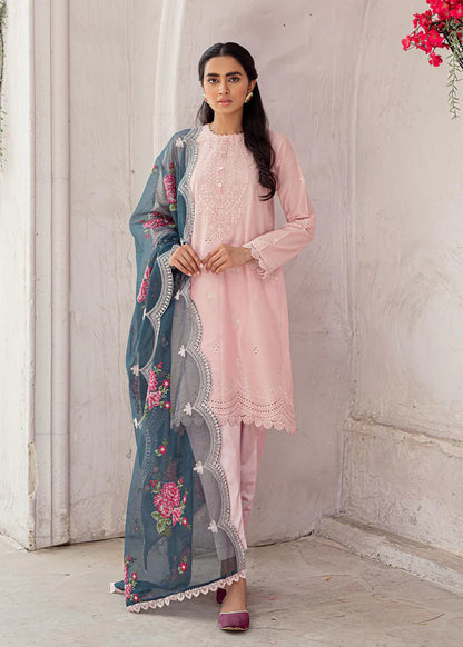 ZN134-CROSS STICH EMBROIDERED LAWN 3PC WITH EMBROIDERED ORGANZA DUPATTA