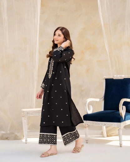 ZN797-2Pc Embroidered Lawn Suite With Fully Embroidered trouser & Patches