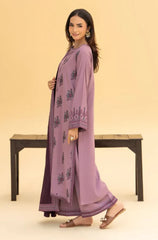 3PC EMBROIDERED DHANAK SUIT - ZN-1416