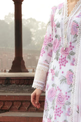 ZN019-Bareeze -Embroided 3pc lawn dress with embroidered chiffon dupatta