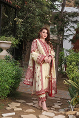 3PC EMBROIDERED DHANAK SUIT - ZN-1452