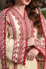 3PC EMBROIDERED DHANAK SUIT - ZN-1452
