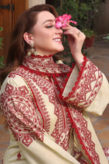 3PC EMBROIDERED DHANAK SUIT - ZN-1452
