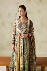 3PC EMBROIDERED DHANAK SUIT - ZN-1481
