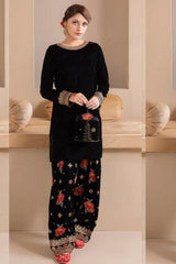 ZN577-Embroidered Velvet Dress With Organza embroidered Dopata