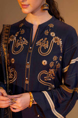 ZN824-Winter 3PC Dhanak Embroidered suit with Printed Shawll
