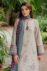 ZN818-WINTER 3PC Dhannak Embroidered suit with Printed Shawll