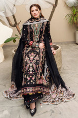 ZN1033 - Qalamkar - 3PC Lawn Embroidered Shirt with Embroidered Slub Net Dupatta