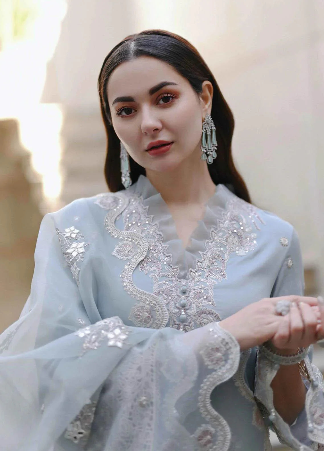ZN1037 - QALAMKAR 3PC Lawn Embroidered Suit