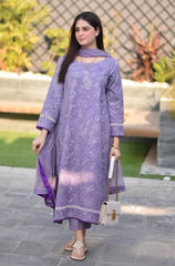 ZN1020 - Breeze 3PC Lawn Embroidered Suit