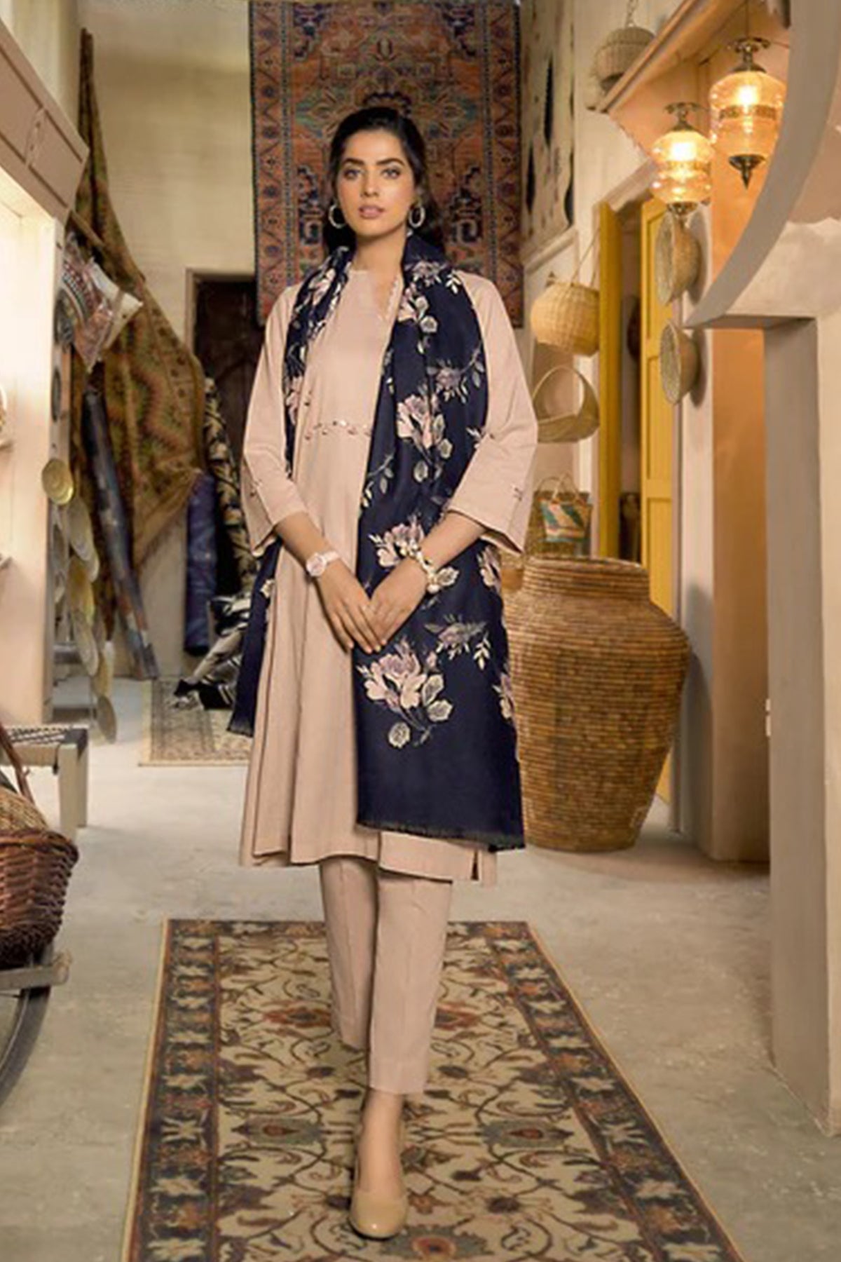 ZN808-Winter 3 Piece Dhanak Suit with digital printed wool shawll