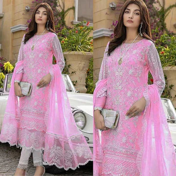 3PC EMBROIDERED ORGANZA N SUIT - ZN-107
