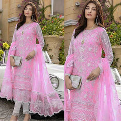 3PC EMBROIDERED ORGANZA N SUIT - ZN-107