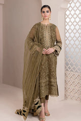ZN728-BAROQUE-Embroidered 3pc organza dress with organza duppata