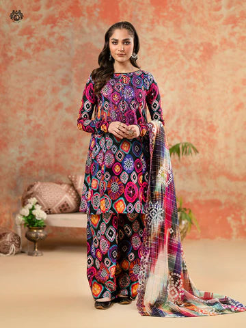 ZN766-SUMMER-3 Piece Unstitched Digital Printed Lawn Suit - Digital Printed Daimond Dupatta