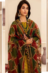 ZN776-3PC-WINTER Unstitched rawo silk Printed organza duppatta Winter Collection