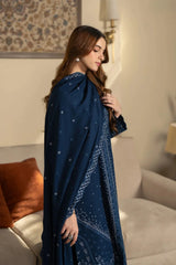 3PC EMBROIDERED DHANAK SUIT - ZN-1431