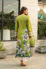 ZN829-3PC-WINTER Unstitched silk fabric in floral print.